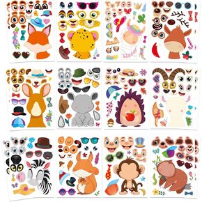 48 Sheets Make Your Own Stickers for Kids, Make a Farm Animal Face Sticker Sheets with Farm and Cute Animals for Kids Birthday Party Favors Supplies Teacher Reward