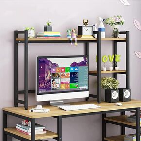 2 Layer Desktop Storage Organizer Display Shelf Book Rack - Office Desk Bookshelf, Metal Desktop Bookcase, Freestanding Open Storage Display Rack Shelf, for Office/School/Kitchen (B 75cm)