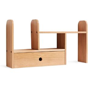 Standing Bookcase Expandable Wood Desktop Bookshelf Desktop Organizer Office Storage Rack Wood Display Shelf Assembled Adjustable Bookcase Display Rack Desktop Book Stand(A)