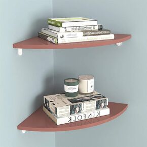 standing bookcase Set of 2 Corner Wall Shelves Bookshelves PVC Floating Corner Shelf Wall-Mounted Storage Rack for Bathroom, Bedroom, Living Room, Kitchen, Office and More, Brown Desktop book stand(30