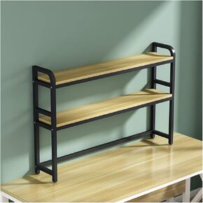 Standing Bookcase Desktop Bookshelf with Black Metal Frame Large Capacity Display Storage Shelf Organizer Decor for Office Study Dormitory Desktop Book Stand(A,95cm)