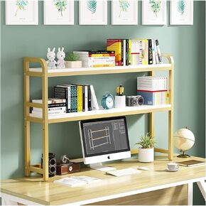 Standing Bookcase 3-Tier Bookcase Office Desktop Open Wood Shelves Rustic Modern Metal and Wood Style Bookshelf Desktop Book Stand(B,55cm)