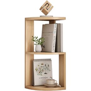 Standing Bookcase Wood Wall Corner Bookcase Desktop Corner Shelf Corner Storage Rack, Stand Bookshelf for Home, Office, Kitchen，Natural Color Desktop Book Stand(A)