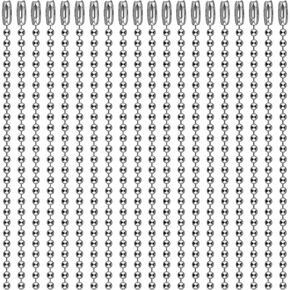 200Pcs Bead Connector Clasp Ball Chains, 10cm Keychain Tag Brads Key Chains, 2.4 mm Diameter Adjustable Metal Ball Chains, Silver Ball Bead Chain for Jewelry Making, Dog Tag, DIY Craft Projects