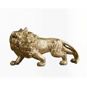 Decorative Roaring Lion Statue Figurine Sculpture Resin Collectible Gifts Office Home Decor Desk Accessories Decoration Gift 12.2 x 6.3 x 3.9 inches Gold (Roaring Lion)