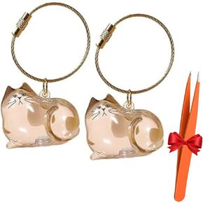 2 PCS Dog Hair Collector keychain Charm Memorial Storage Box ، Pet Hair keysake keykain مع ملاقط