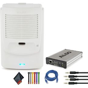 Algo 8180 PoE IP Paging and SIP Loud Ringer Indoor Audio Alerter Bundle with Algo 8301 IP Paging Adapter & Scheduler, Ethernet (RJ-45) Cable, 2X Auxilary Cable, Cable Ties, 6th Avenue Fiber Cloth