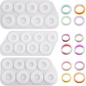 Resin Ring Molds, Set of 3, 24 Diffrent Sizes Jewelry Molds for Epoxy Resin, Ring Silicone Molds for Earring Necklaces Pendants Keychains DIY Crafts Christmas Presents