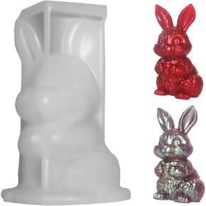 Bunny Silicone Mold for Resin – 1PC 3D Rabbit Mold for Epoxy Resin, Easter Animal Silicone Molds for Crafts, DIY Gift Making