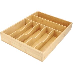 Elama Bamboo Wood Expandable Drawer Organizer Tray, Utensil Storage, Desk Drawer Storage (Expandable Tray)