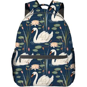 Swan Lake Pattern Backpack, Travel Laptop School Polyester Graceful Swans Backpacks for Women Kids, Sports Work Back Pack Casual Daypack, Lightweight Rucksack Gifts for Hiking Gym Camping