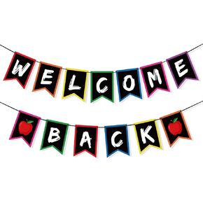 Welcome Back Banner for Back to School Decorations, First Day of School Decorations Classroom School Photo Props for Kindergarten Pre-School Primary High School Party Supplies