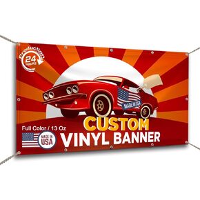 Custom Banner -Made in USA- Personalized Vinyl Banner Premium 13 oz Grommets Included for Events, Party Decoration, Trade Shows