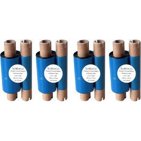 4 Rolls 2.52" x 244'(64mm x 74m) Desktop Thermal Transfer Ribbons - Premium Enhanced Wax, 0.5" Core, with Empty Reel, for Zebra Desktop Printer