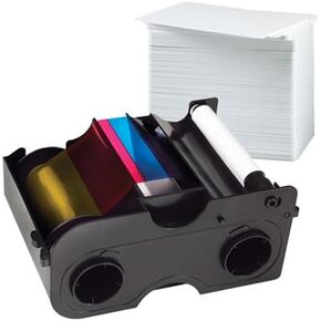 The Nekid Cow Fargo 45000 YMCKO Color Ribbon PVC Card Bundle - 500 Labels