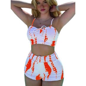 SHENHE Women's Tie Dye Bathing Suit Drawstring High Waisted Bikini Sets Swimsuit Black Solid Small in Saudi Arabia