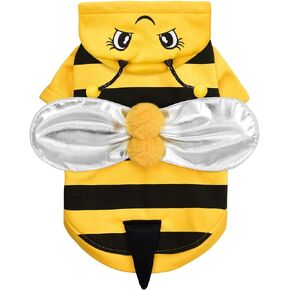 Relibeauty Dog Bee Costume, Cute Bumblebee Outfit with Cap and Wings for Halloween Themed Party, Yellow, L