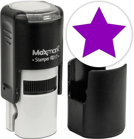 Maxmark Round Self Enking Stamp - Star - Purple Ink in Kuwait