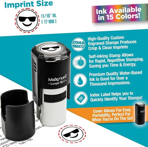 MaxMark Round Self Inking Emoji Stamp - Star - Purple Ink in Saudi Arabia