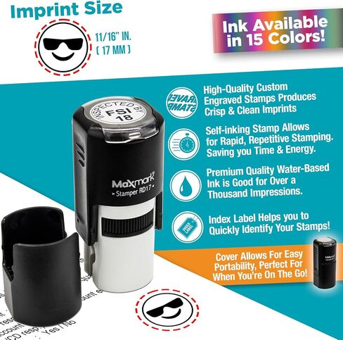 Maxmark Round Self Enking Stamp - Star - Purple Ink in Kuwait