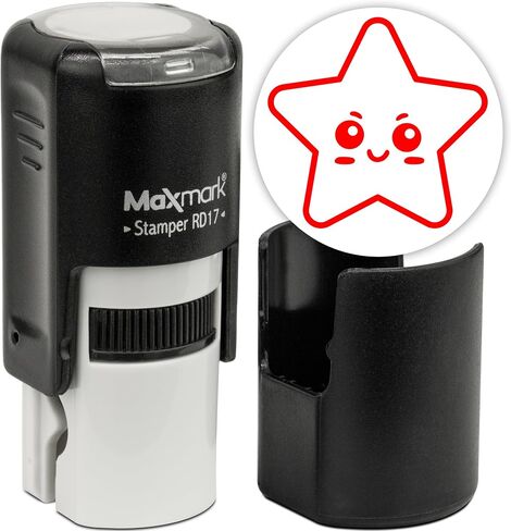 Maxmark Round Self Enking Stamp - Star - Purple Ink in Kuwait