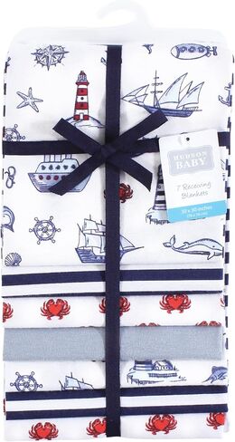 Hudson Baby Unisex Baby Cotton Flannel Receiving Blankets Bundle, Lilac Elephants, One Size in Saudi Arabia