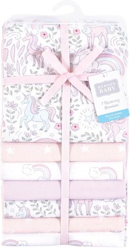Hudson Baby Unisex Baby Cotton Flannel Receiving Blankets Bundle, Lilac Elephants, One Size in Saudi Arabia