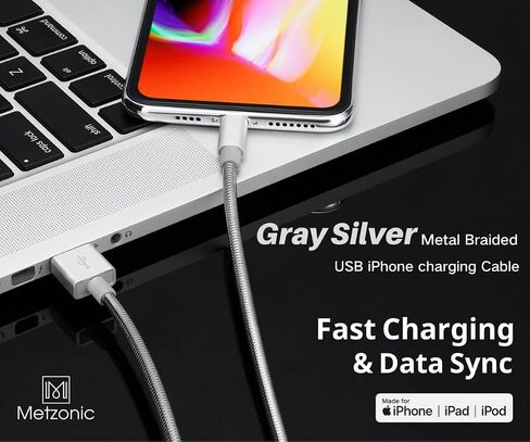كابل iPhone معتمد من MFi [عبوة من قطعتين، 6.6 قدم] كابل USB مجدول من الفولاذ المقاوم للصدأ مع سترة مطلية بالعزل، نقل بيانات قوي وسريع الشحن، متوافق مع iPhone/iPad (وردي غير لامع) in Kuwait