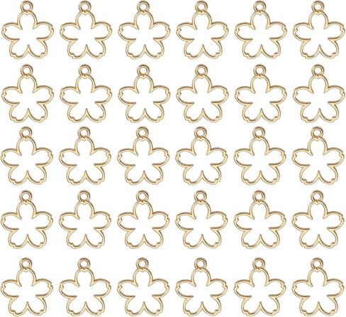 uxcell 30Pcs Alloy Open Bezel Pendants, Flower Open Back Hollow Frame Pendant Geometric for Resin Jewelry Making Earrings Necklace Bracelet DIY, Light Gold in Saudi Arabia