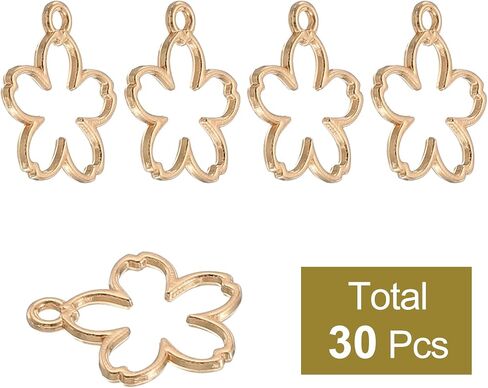 uxcell 30Pcs Alloy Open Bezel Pendants, Flower Open Back Hollow Frame Pendant Geometric for Resin Jewelry Making Earrings Necklace Bracelet DIY, Light Gold in Saudi Arabia