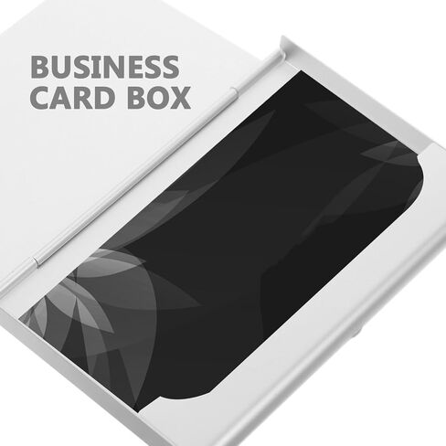 Rhinestone Business Card Holder Box Bling Metal Business Card Storage Case Pocket Credit Card Holder Office Cards Organizer Silver Portable Office Cards Box Pu Leather Storage Case for 240 Card in Saudi Arabia