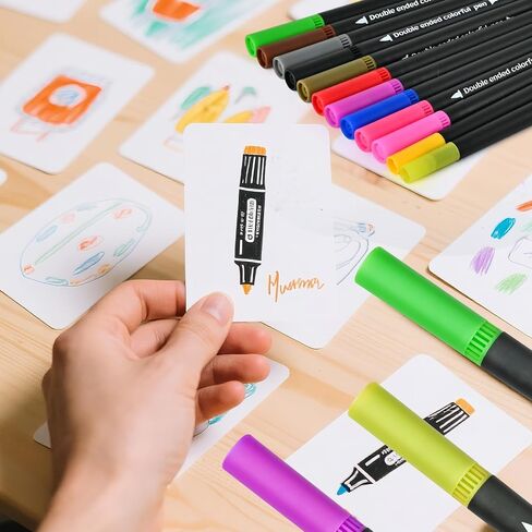 【120 Colors】Adult Coloring Book Markers No Bleed – Dual Felt Tip (Fine & Brush) Art Markers for Teens/Kids – Gel Acrylic Paint Pens Set for Sketching, Drawing, Rock Painting, Journaling, Non Bleeding. in Kuwait