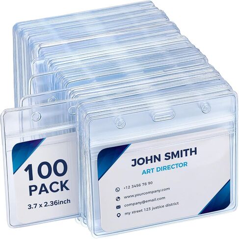 120 Sets Name Tags Holder with Clips, Clear Name Tags Waterproof Name Badge Holders Horizontal Badge Holder with Metal Clips for Students Teachers Workers in Saudi Arabia