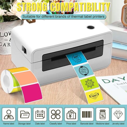 Ctosree 240 Pcs/ 1 Roll Square Thermal Sticker Labels Self Adhesive Direct Thermal Labels Multipurpose Printer Paper for DIY, Name Tag, 1.18 x 1.57 inches/ 30 x 40 mm(Vibrant Color) in Kuwait
