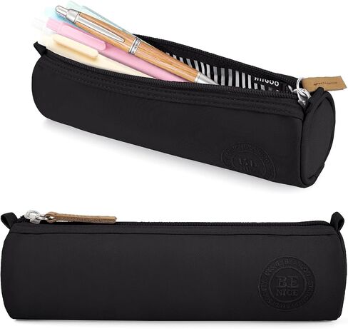 MAMUNU Pencil Case Pouch with Zipper, Cute Small Portable Pencil Case for Girls Boys Students Teen Adults, Multi-purpose Canvas Pen Pouch Bag Stationery Organizer for Office School Travel, Black in Saudi Arabia