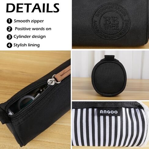 MAMUNU Pencil Case Pouch with Zipper, Cute Small Portable Pencil Case for Girls Boys Students Teen Adults, Multi-purpose Canvas Pen Pouch Bag Stationery Organizer for Office School Travel, Black in Saudi Arabia