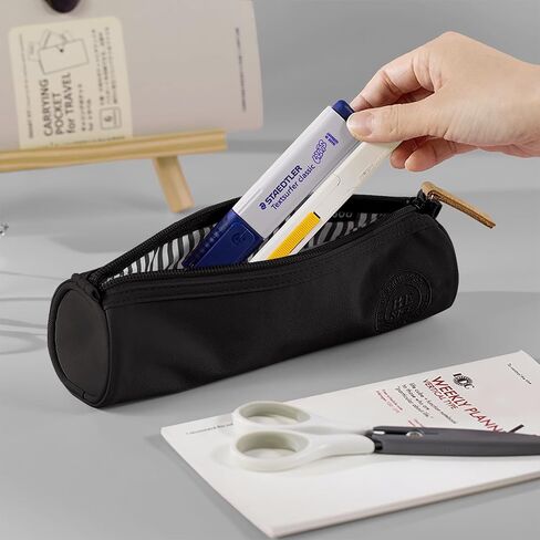 MAMUNU Pencil Case Pouch with Zipper, Cute Small Portable Pencil Case for Girls Boys Students Teen Adults, Multi-purpose Canvas Pen Pouch Bag Stationery Organizer for Office School Travel, Black in Saudi Arabia