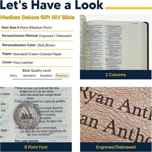 مخصصة NIV Journaling الكتاب المقدس Faux الجلود حجم الطباعة متوسط ​​| تغطية مخصصة كاملة مع Faith Cross و Name أو Date أو Text | هدية للاحتفالات المسيحية والدينية | بني in Saudi Arabia