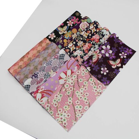 aufodara 10Pcs Cotton Craft Fabric Patchwork Bundle 20x25 cm, Japanese Style Printed Floral Beautiful Gold Patterns Bronzing Cloth for Sewing Quilting DIY Artcraft Handwork (Pink Purple) in Kuwait