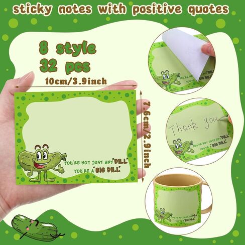 Thenshop 32 Pads Positive Pickle Sticky Notes Set Inspirational Pickle Self-Stick Notes Motivational Memo Pad Funny Appreciation Gift to-do List Pads for Student Teacher Employee Office Favors Supply in Saudi Arabia