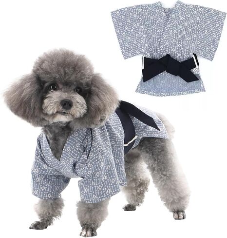 MANON ROSA Dog Costume Japanese Yukata Kimono - Traditional Pet Kimono Cosplay for Small & Medium Dogs, Puppies & Cats, Breathable Adjustable Summer Outfit (Sky Blue,XXS) in Saudi Arabia