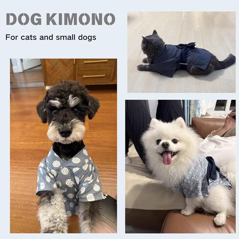MANON ROSA Dog Costume Japanese Yukata Kimono - Traditional Pet Kimono Cosplay for Small & Medium Dogs, Puppies & Cats, Breathable Adjustable Summer Outfit (Sky Blue,XXS) in Saudi Arabia