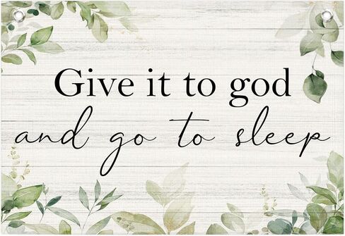 Christian Home Decor,Farmhouse Wall Decor for Bedroom,Give It to God and Go to Sleep Canvas Banner Flags,Rustic Above Bed Wall Art Christian Bible Verse Canvas Banner,30x20 Inch in Kuwait
