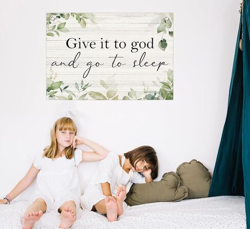 Christian Home Decor,Farmhouse Wall Decor for Bedroom,Give It to God and Go to Sleep Canvas Banner Flags,Rustic Above Bed Wall Art Christian Bible Verse Canvas Banner,30x20 Inch in Kuwait