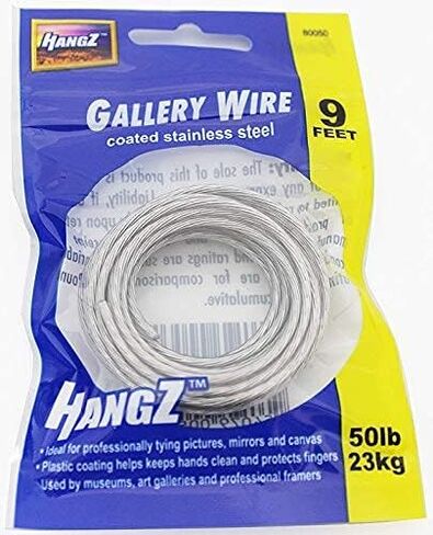 Picture Wire, Coated Stainless Steel 9ft, 50lb, 2mm Thick, Plastic Coating to Help Protect Hands, Perfect for Hanging Pictures, Mirrors and Canvas in Saudi Arabia