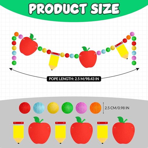 2 PCS قلم رصاص محسّة الكرة بالفصول الدراسية إلى المدرسة بوم بوم بول جارلاند ملونة مصنوعة يدويًا محسوسًا قلم رصاص معلوفة لليوم الأول من زخرفة الفصول الدراسية للحفلات المدرسية in Kuwait