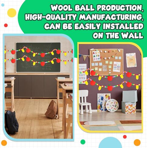 2 PCS قلم رصاص محسّة الكرة بالفصول الدراسية إلى المدرسة بوم بوم بول جارلاند ملونة مصنوعة يدويًا محسوسًا قلم رصاص معلوفة لليوم الأول من زخرفة الفصول الدراسية للحفلات المدرسية in Kuwait