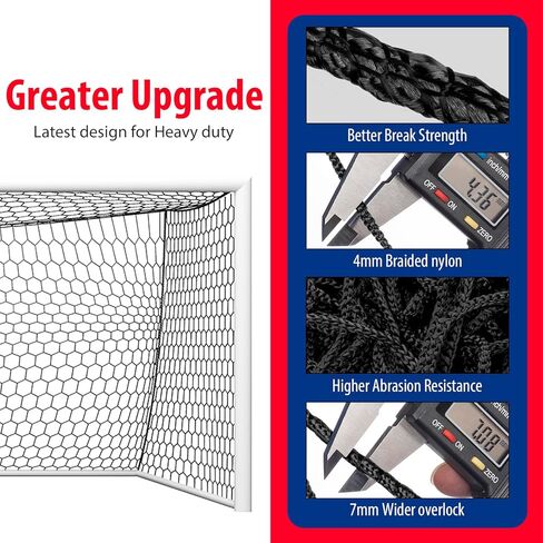 استبدال شبكة مرمى كرة القدم 24x8FT، جودة احترافية في الملعب [8.4 رطل، 4 مم نايلون]، مقاومة الطقس المحسنة، قوة أفضل للكسر، مقاومة أعلى للتآكل - أزرق (الشبكة فقط) in Kuwait