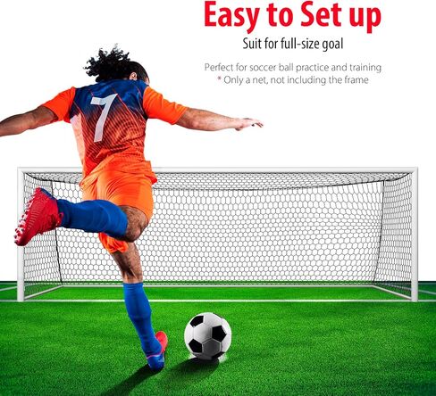 استبدال شبكة مرمى كرة القدم 24x8FT، جودة احترافية في الملعب [8.4 رطل، 4 مم نايلون]، مقاومة الطقس المحسنة، قوة أفضل للكسر، مقاومة أعلى للتآكل - أزرق (الشبكة فقط) in Kuwait