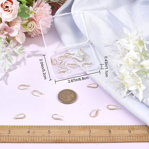 CREATCABIN 22Pcs Cubic Zirconia Earring Hooks 18K Gold Plated Brass Fish Hooks Ear Wires with Vertical Loop French Dangle Earring Findings Connectors for DIY Jewelry Earring Making Women 15 x 2mm in Saudi Arabia